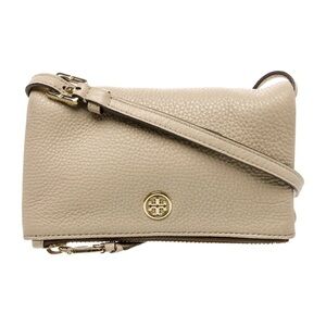 Tory Burch Beige Pebbled Leather Crossbody Bag